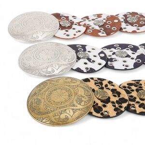 Vegan Leather Animal Print Western Concho Statement Belt